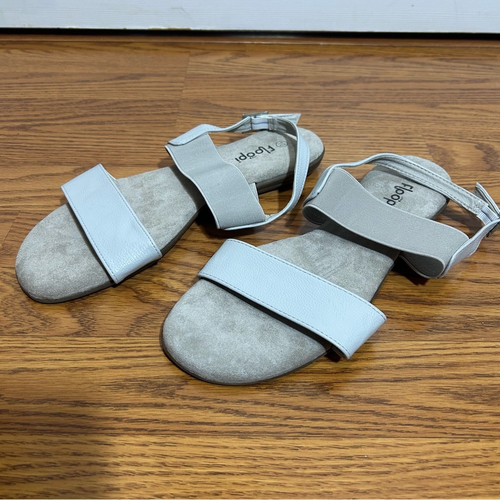 Floopi Women's White Elastic Strap Sandals